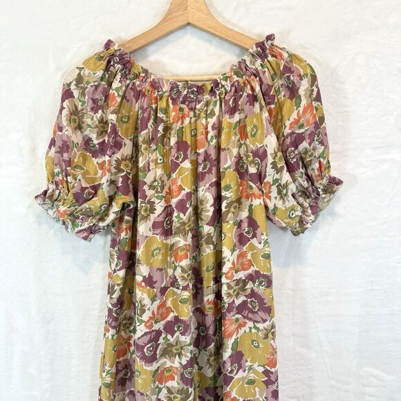 The Great The Chateau Maxi Dress Golden Lilac Flower Floral Silk - Picture 11 of 12